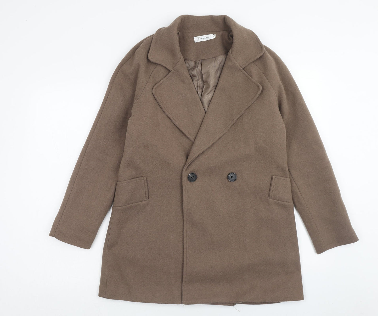 Yaweiwei Womens Brown Pea Coat Coat Size S Button