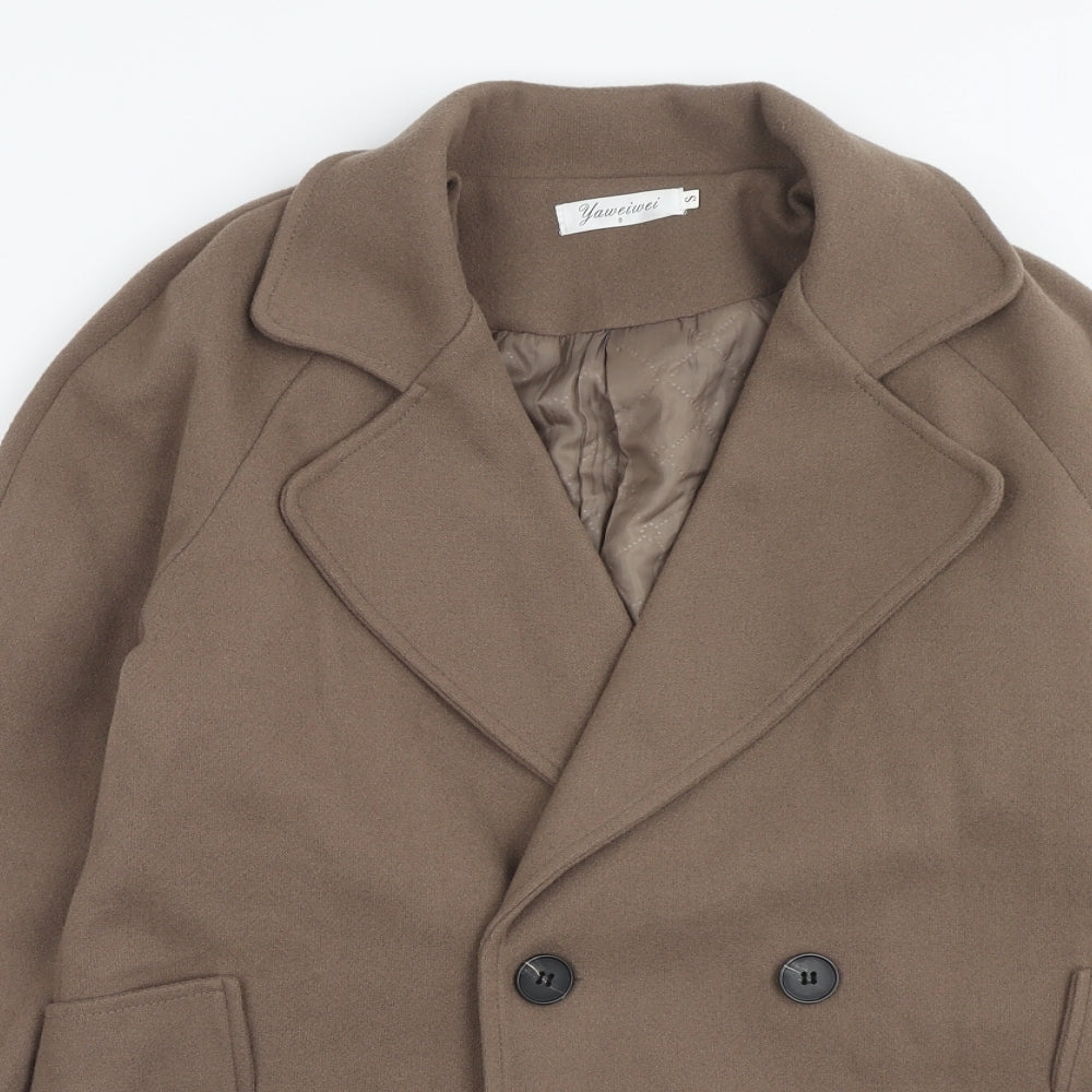 Yaweiwei Womens Brown Pea Coat Coat Size S Button