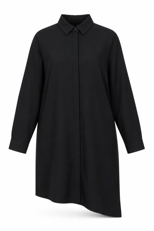 New Look Womens Black Polyester Shirt Dress Size 8 Collared Button
