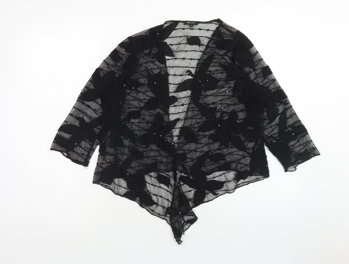 Per Una Womens Black V-Neck Polyamide Cardigan Jumper Size 14