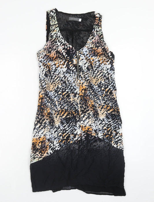 Mint Velvet Womens Multicoloured Geometric Viscose Tank Dress Size 8 V-Neck Zip