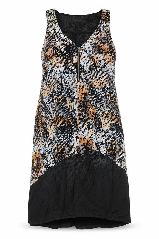 Mint Velvet Womens Multicoloured Geometric Viscose Tank Dress Size 8 V-Neck Zip