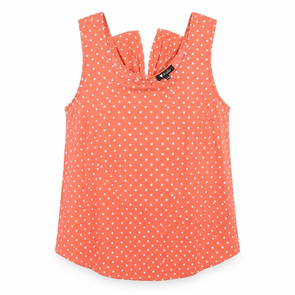 Love & Soul Womens Pink Polka Dot Polyester Basic Tank Size 10 Scoop Neck