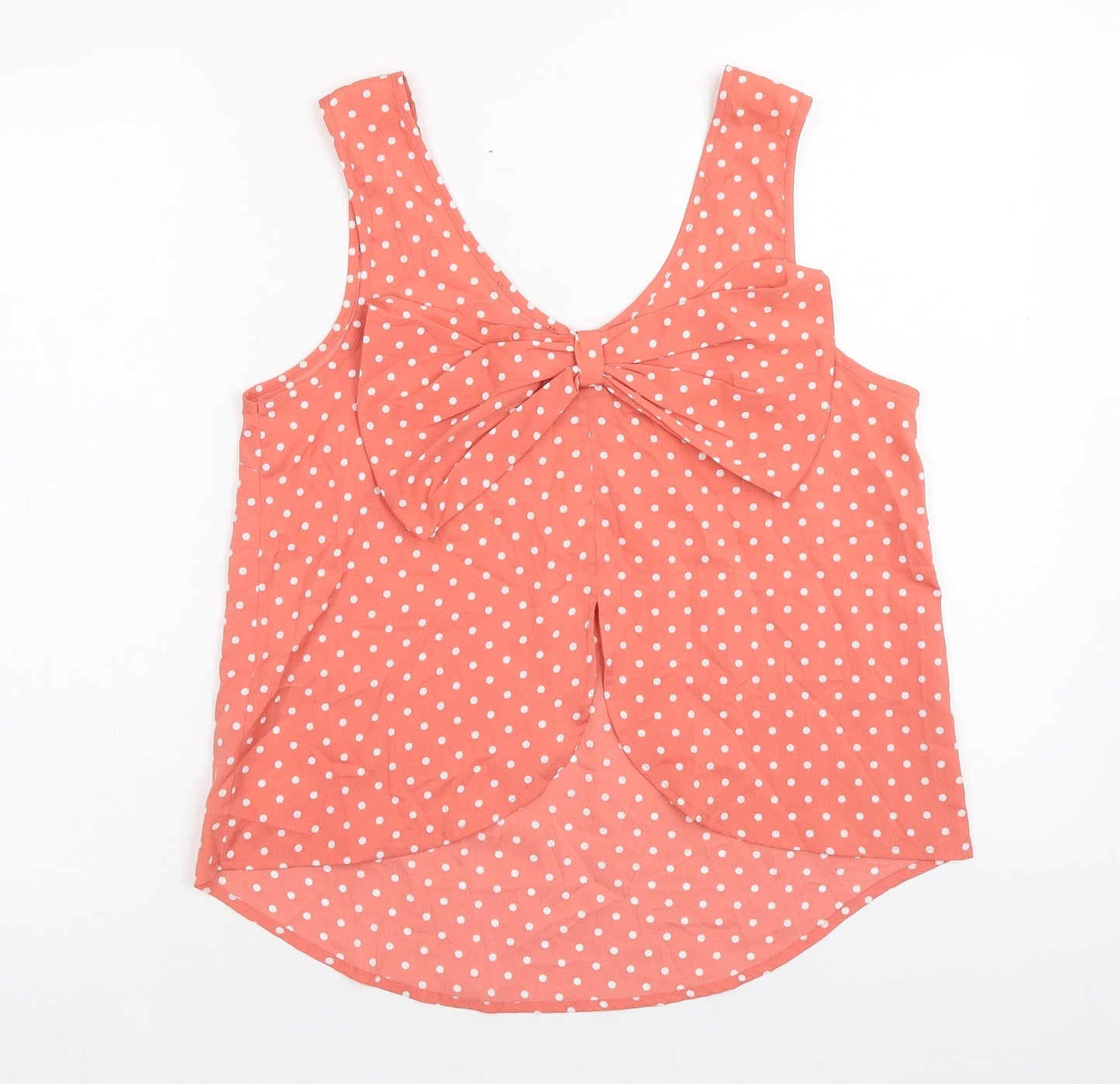Love & Soul Womens Pink Polka Dot Polyester Basic Tank Size 10 Scoop Neck