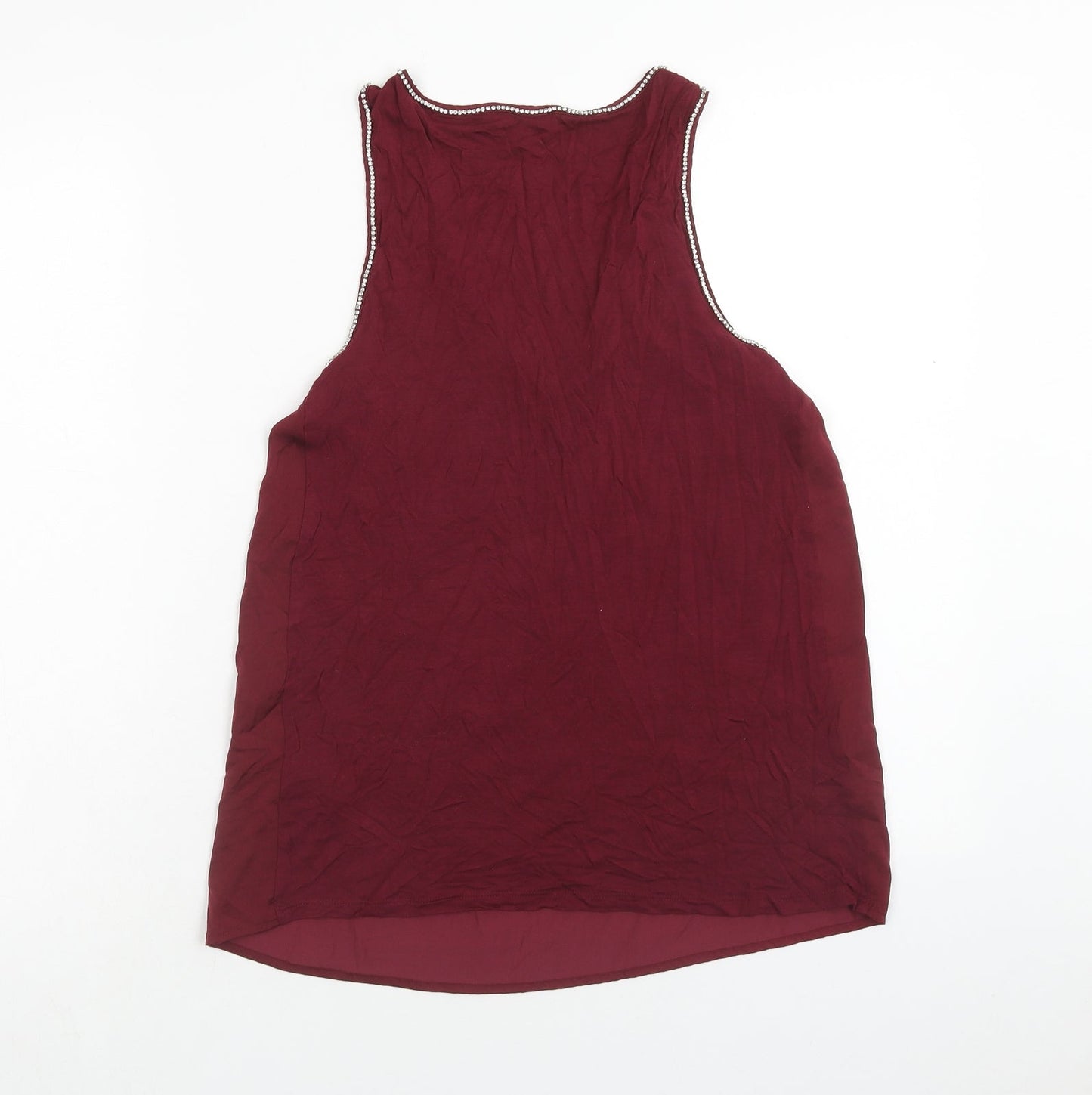 Warehouse Womens Red Polyester Basic Tank Size 12 Round Neck