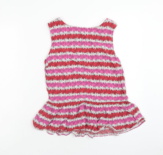 Topshop Womens Multicoloured Striped Viscose Basic Tank Size 6 Round Neck