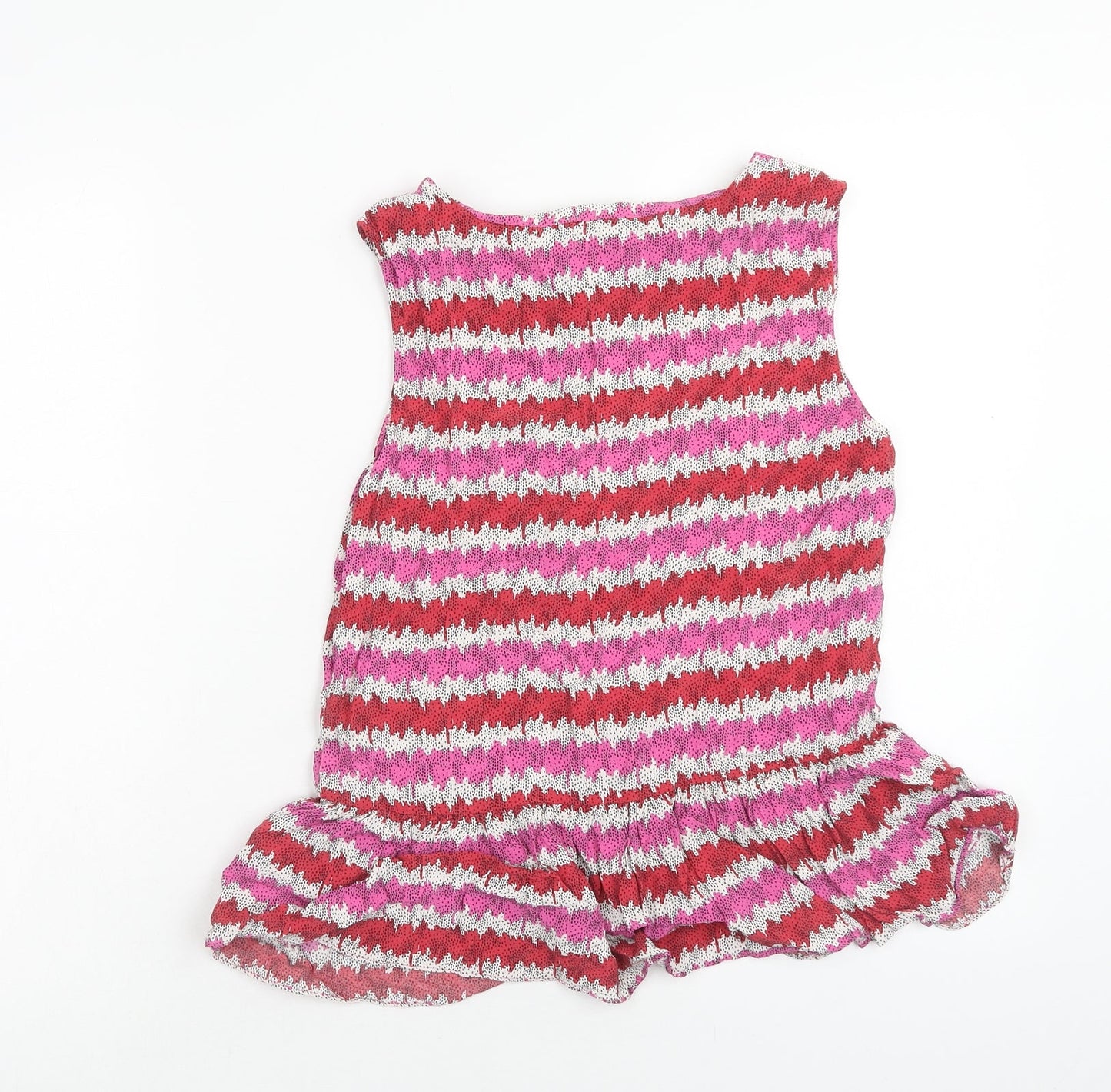 Topshop Womens Multicoloured Striped Viscose Basic Tank Size 6 Round Neck