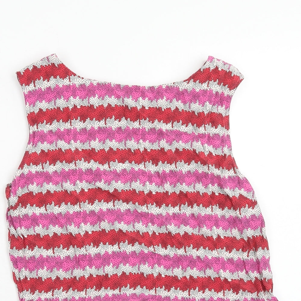 Topshop Womens Multicoloured Striped Viscose Basic Tank Size 6 Round Neck