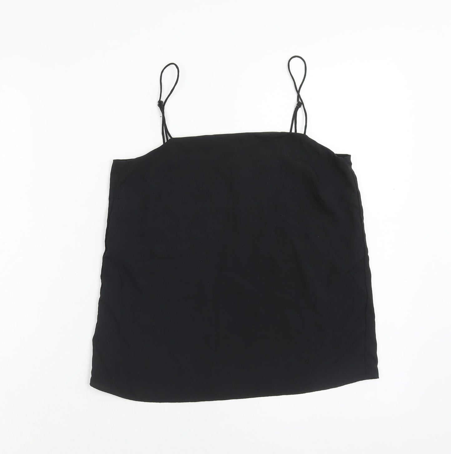 H&M Womens Black Polyester Basic Tank Size 4 Square Neck