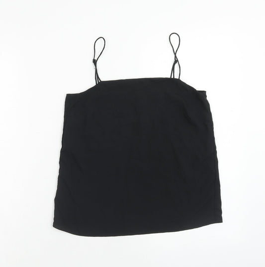 H&M Womens Black Polyester Basic Tank Size 4 Square Neck