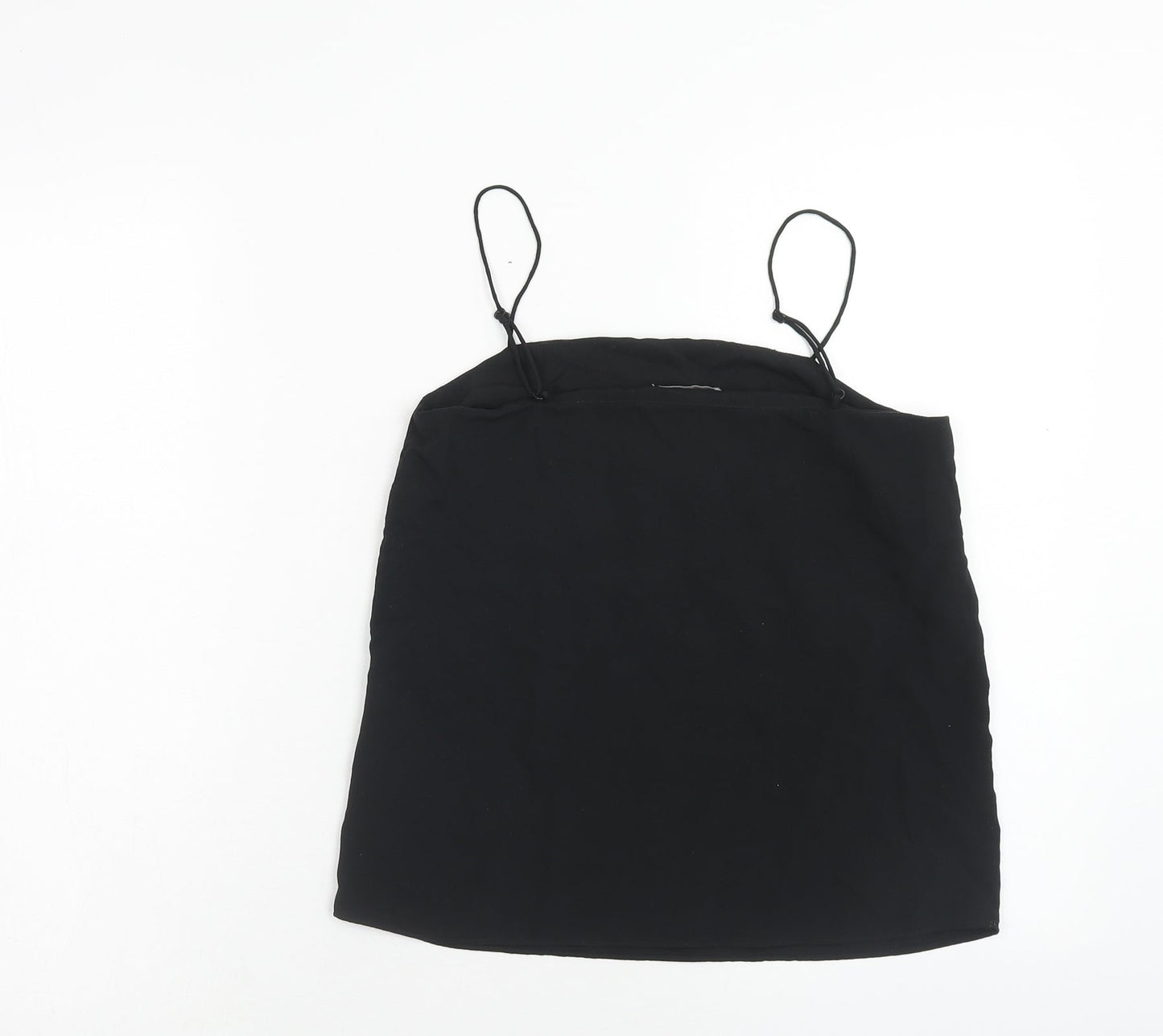 H&M Womens Black Polyester Basic Tank Size 4 Square Neck