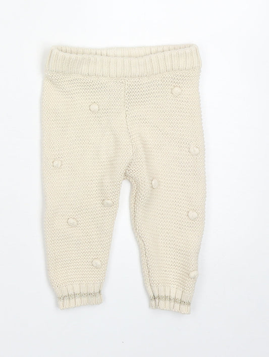 River Island Baby Beige Acrylic Jogger Leggings Size 6-9 Months Pullover