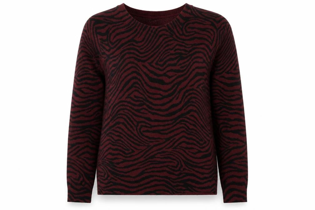 Marks & Spencer Womens Red Round Neck Animal Print Acrylic Pullover Jumper Size 14