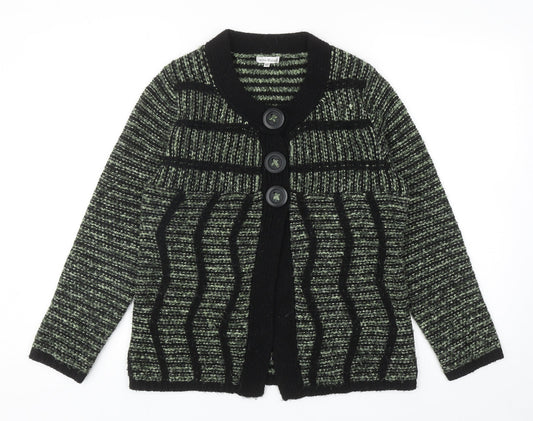 Nina Murati Womens Green Round Neck Acrylic Cardigan Jumper Size M