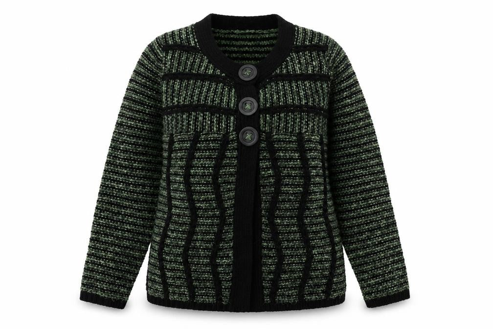 Nina Murati Womens Green Round Neck Acrylic Cardigan Jumper Size M