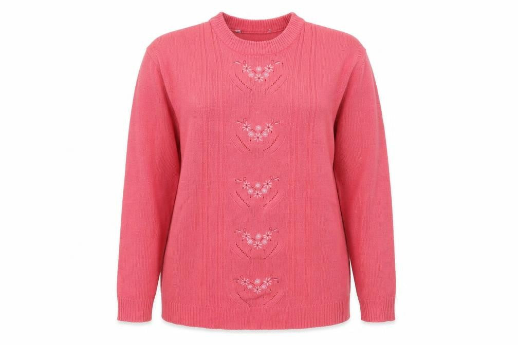 Preworn Womens Pink Round Neck Acrylic Pullover Jumper Size L