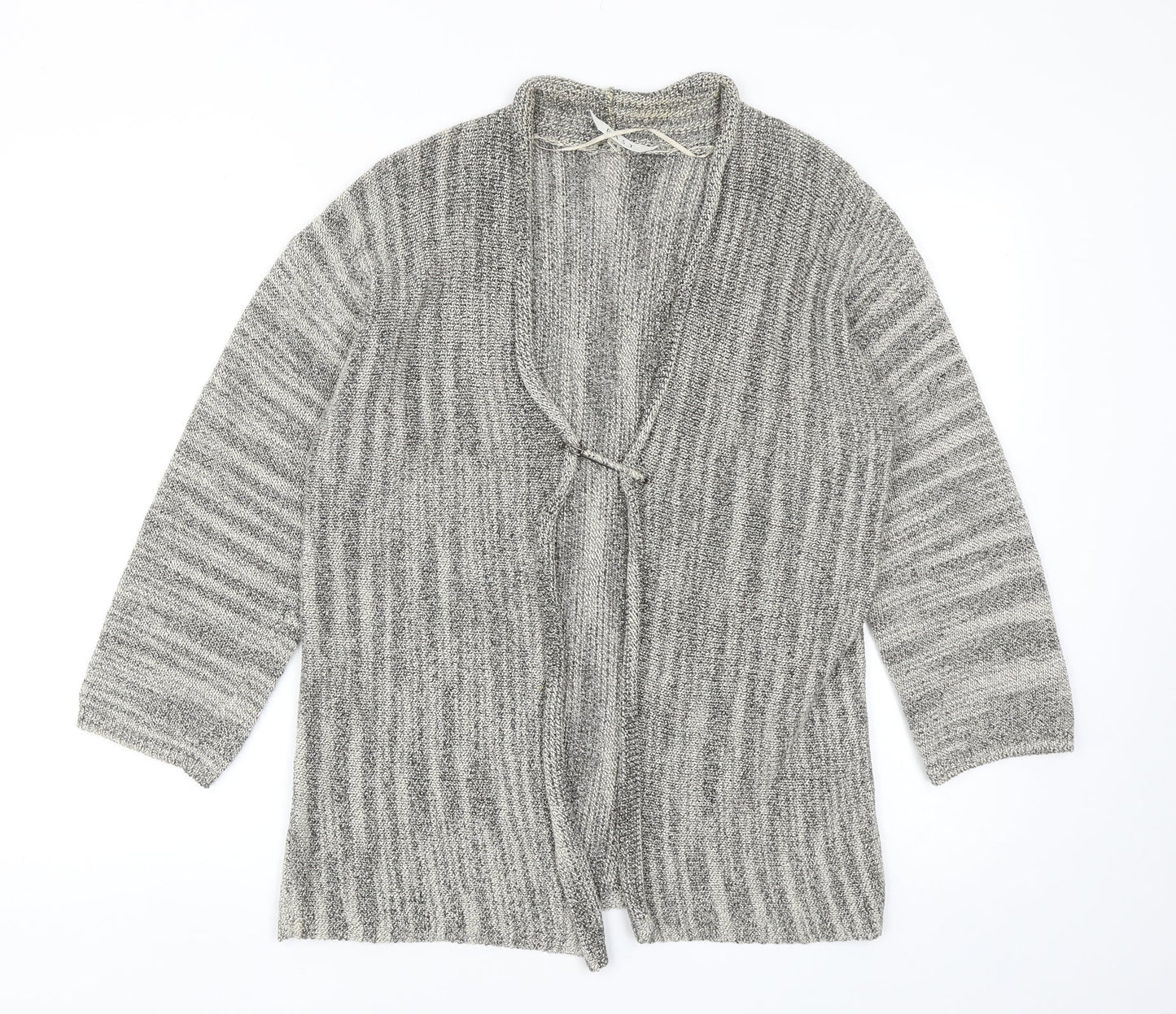 EAST Womens Beige V-Neck Linen Cardigan Jumper Size 14