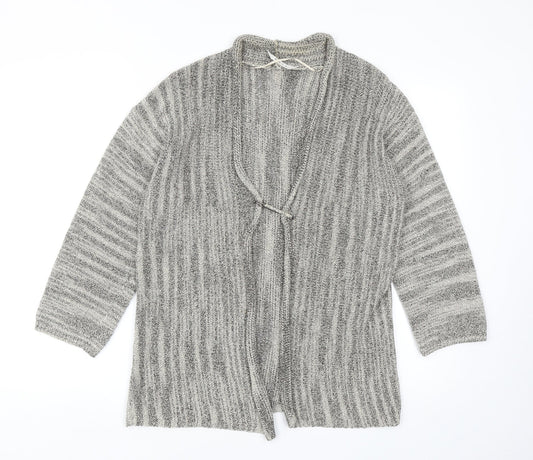 EAST Womens Beige V-Neck Linen Cardigan Jumper Size 14