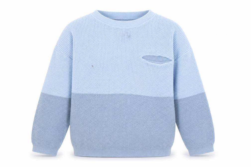 George Boys Blue Boat Neck Colourblock Cotton Pullover Jumper Size 5-6 Years Pullover