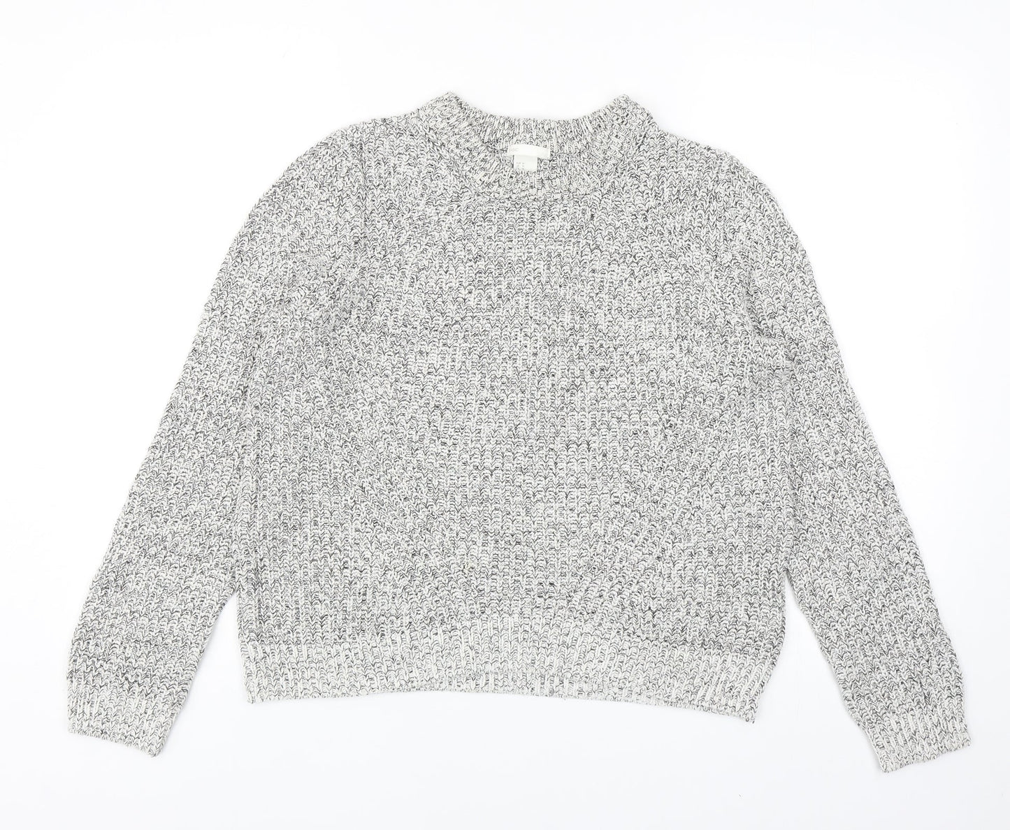 H&M Womens Grey Round Neck Acrylic Pullover Jumper Size M