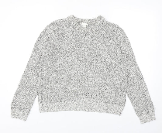 H&M Womens Grey Round Neck Acrylic Pullover Jumper Size M