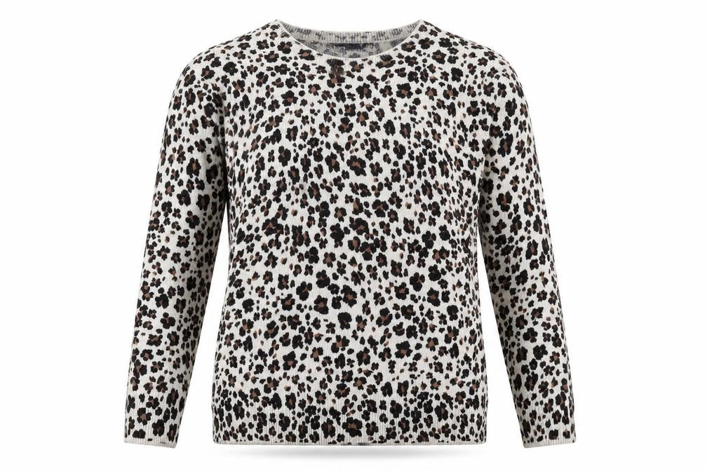 Marks & Spencer Womens Brown Scoop Neck Animal Print Acrylic Pullover Jumper Size 12 - Leopard print