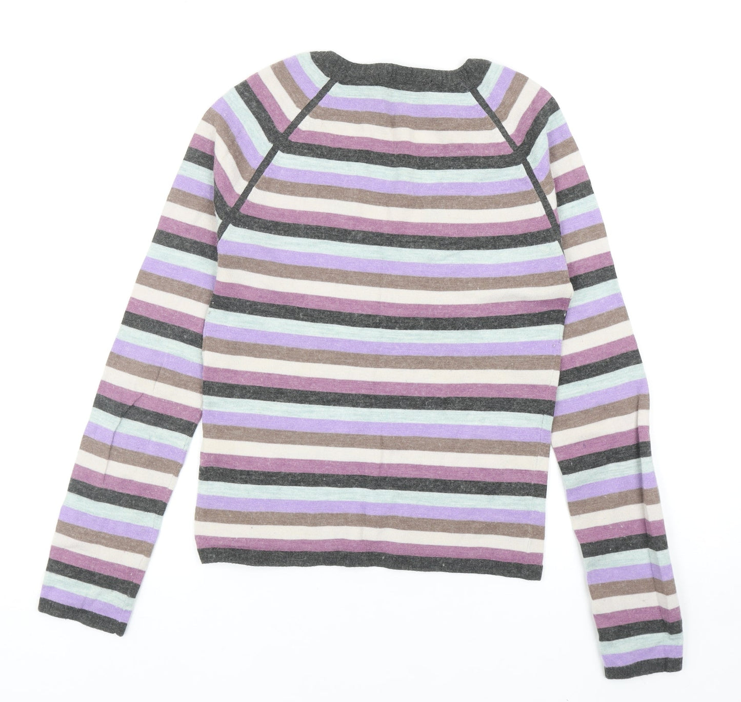Great Plains Womens Multicoloured V-Neck Striped Acrylic Pullover Jumper Size S