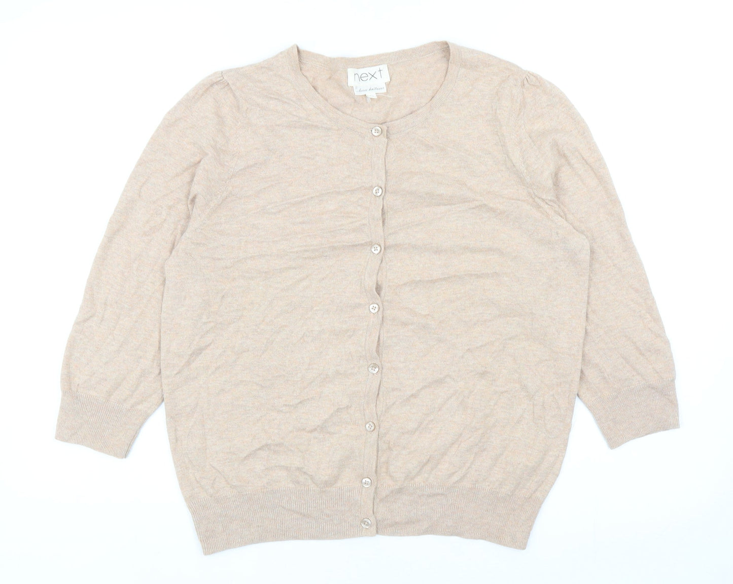 NEXT Womens Orange Round Neck Cotton Cardigan Jumper Size 14