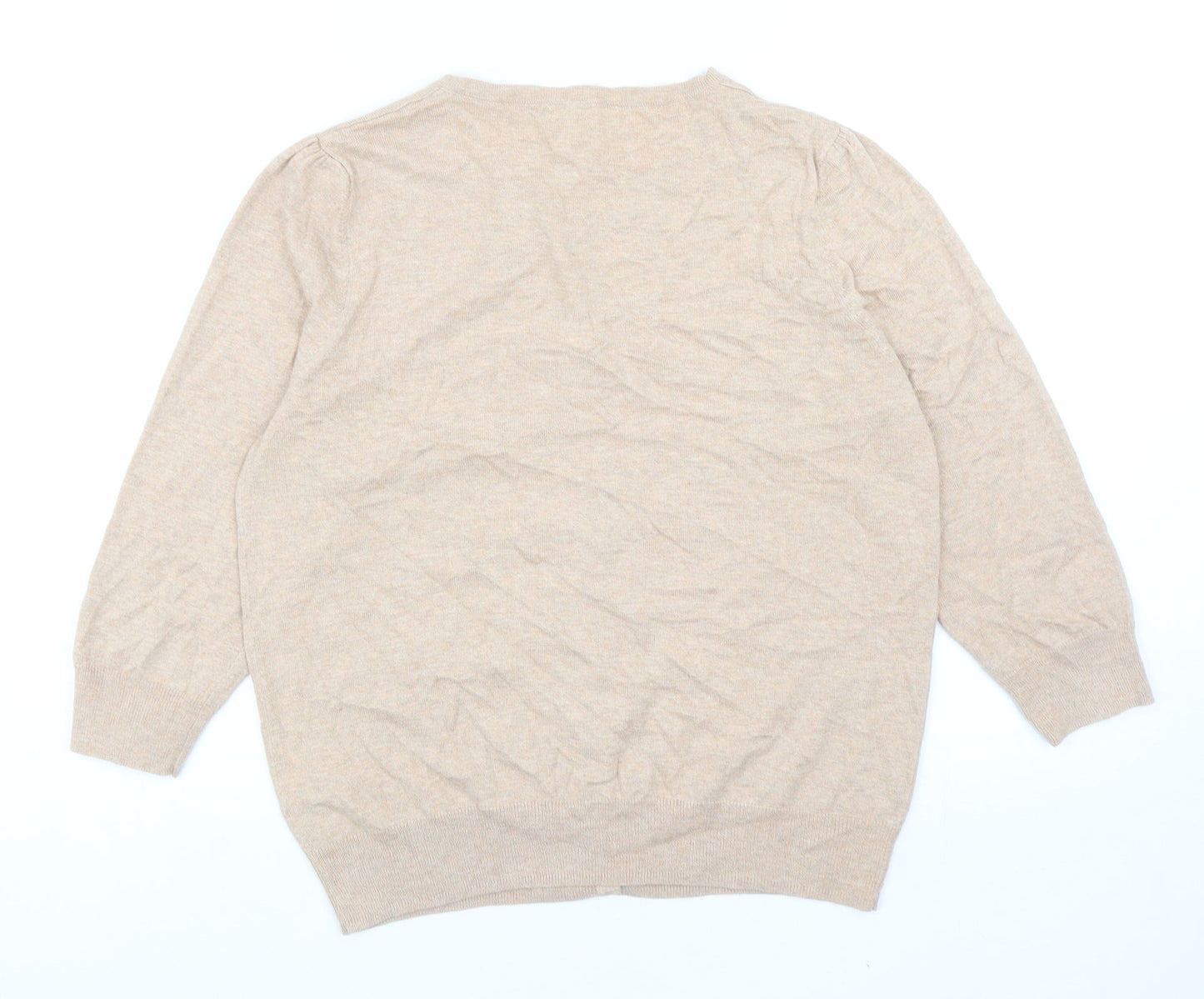 NEXT Womens Orange Round Neck Cotton Cardigan Jumper Size 14