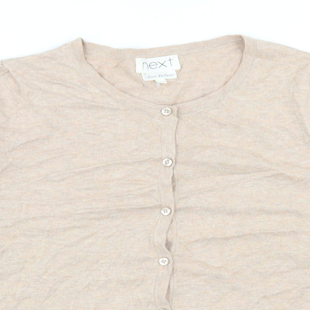 NEXT Womens Orange Round Neck Cotton Cardigan Jumper Size 14