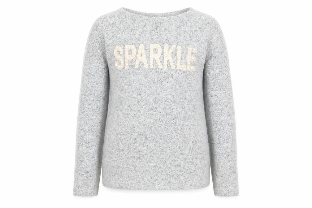 Primark Girls Grey Round Neck Acrylic Pullover Jumper Size 6-7 Years Pullover - Sparkle