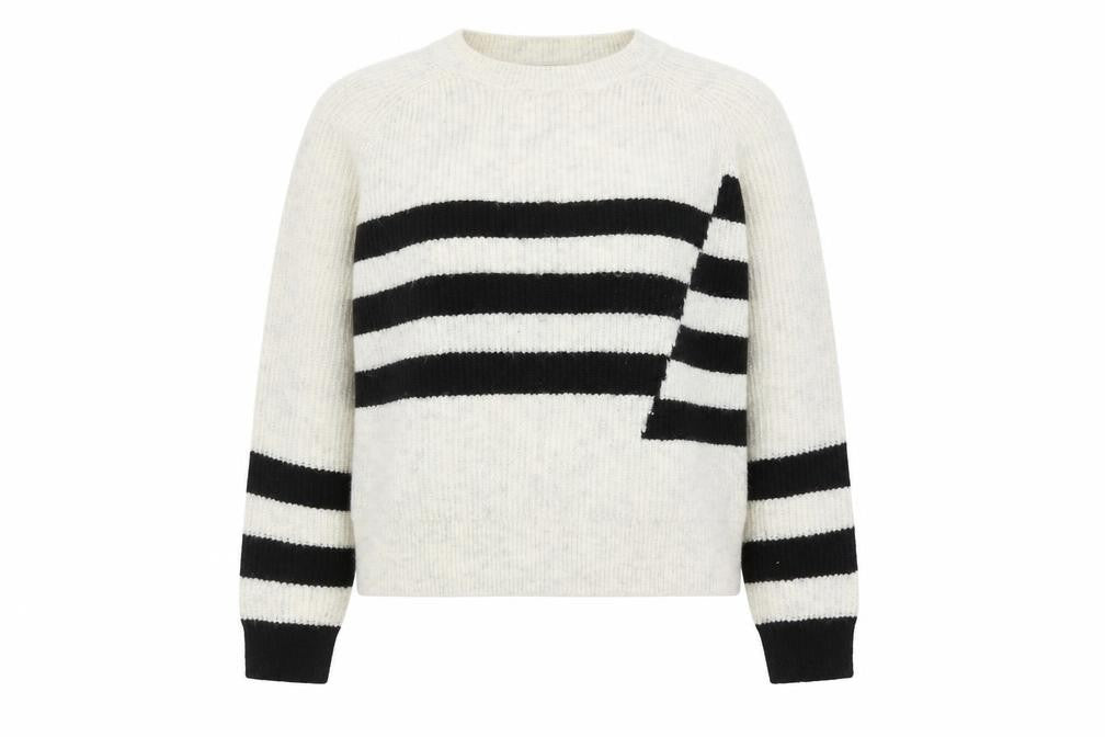Marks & Spencer Womens Ivory Round Neck Geometric Acrylic Pullover Jumper Size M