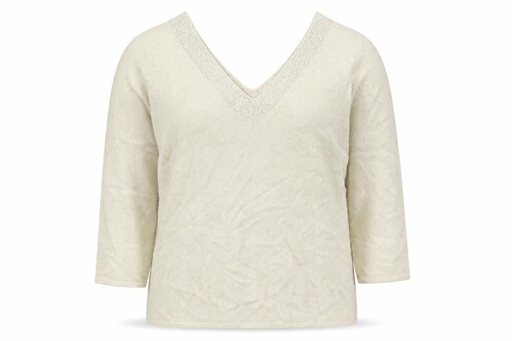 Minuet Womens Beige V-Neck Viscose Pullover Jumper Size 8