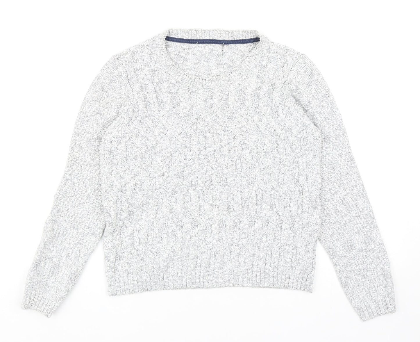 Marks and Spencer Womens Grey Round Neck Cotton Pullover Jumper Size 12