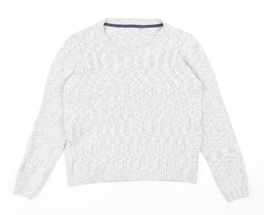 Marks and Spencer Womens Grey Round Neck Cotton Pullover Jumper Size 12