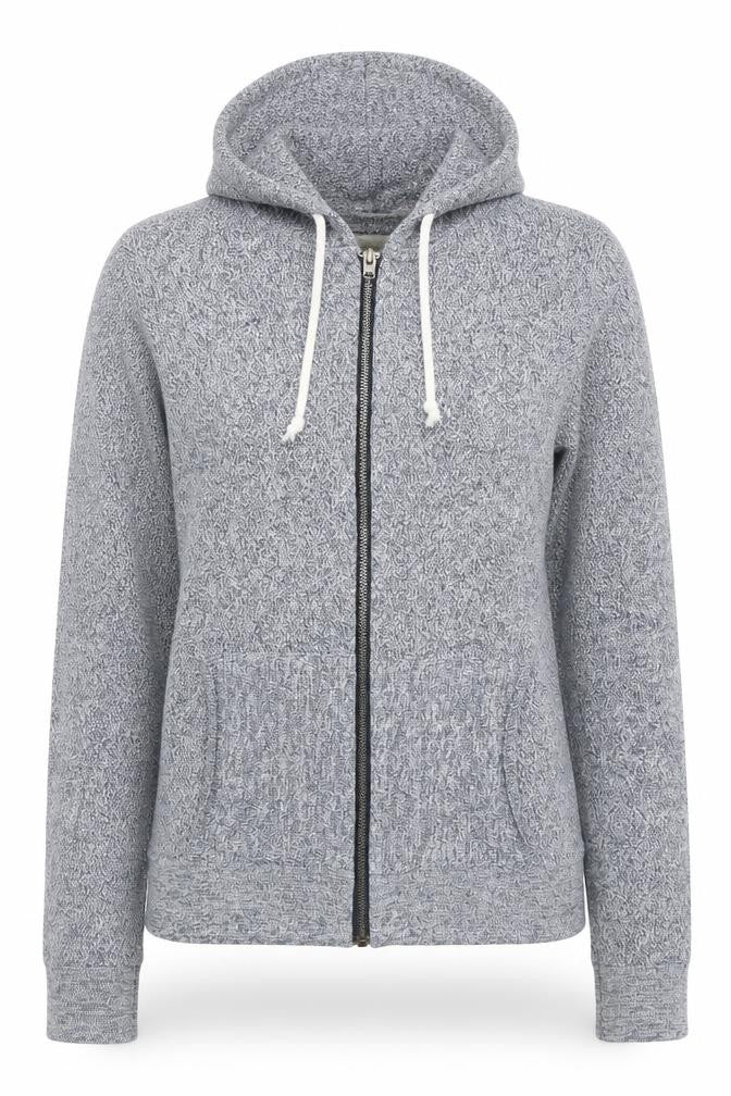 Della Lana Womens Blue Cotton Full Zip Hoodie Size XS Zip