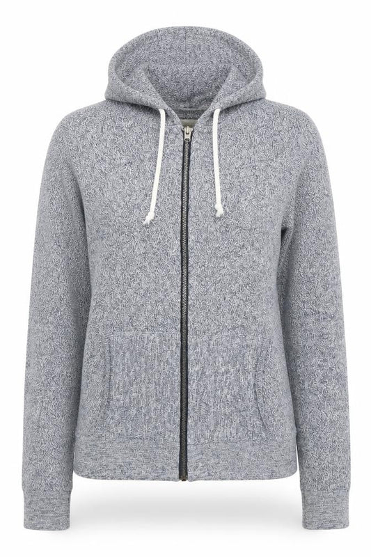 Della Lana Womens Blue Cotton Full Zip Hoodie Size XS Zip