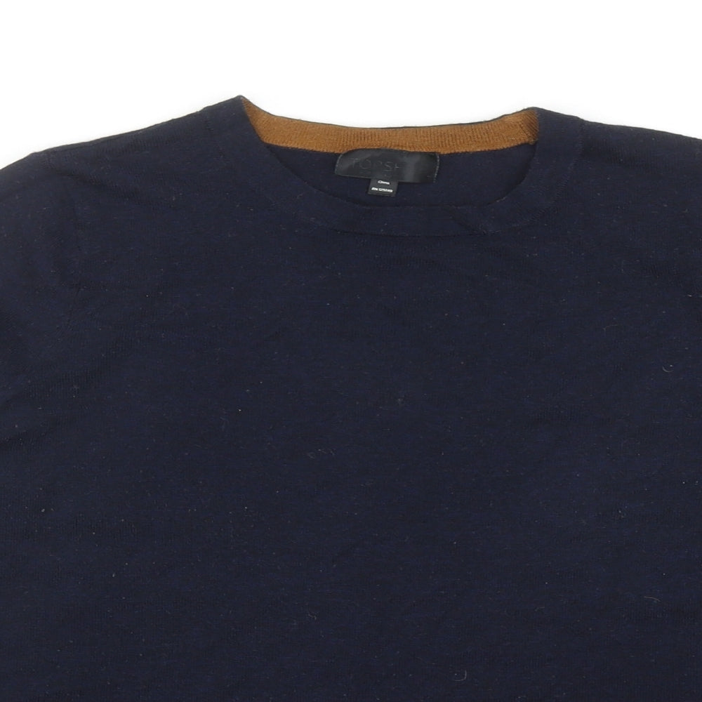 Topshop Womens Blue Round Neck Polyester Pullover Jumper Size 10