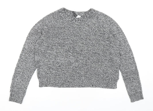 Divided by H&M Womens Grey Scoop Neck Acrylic Pullover Jumper Size S - Cropped