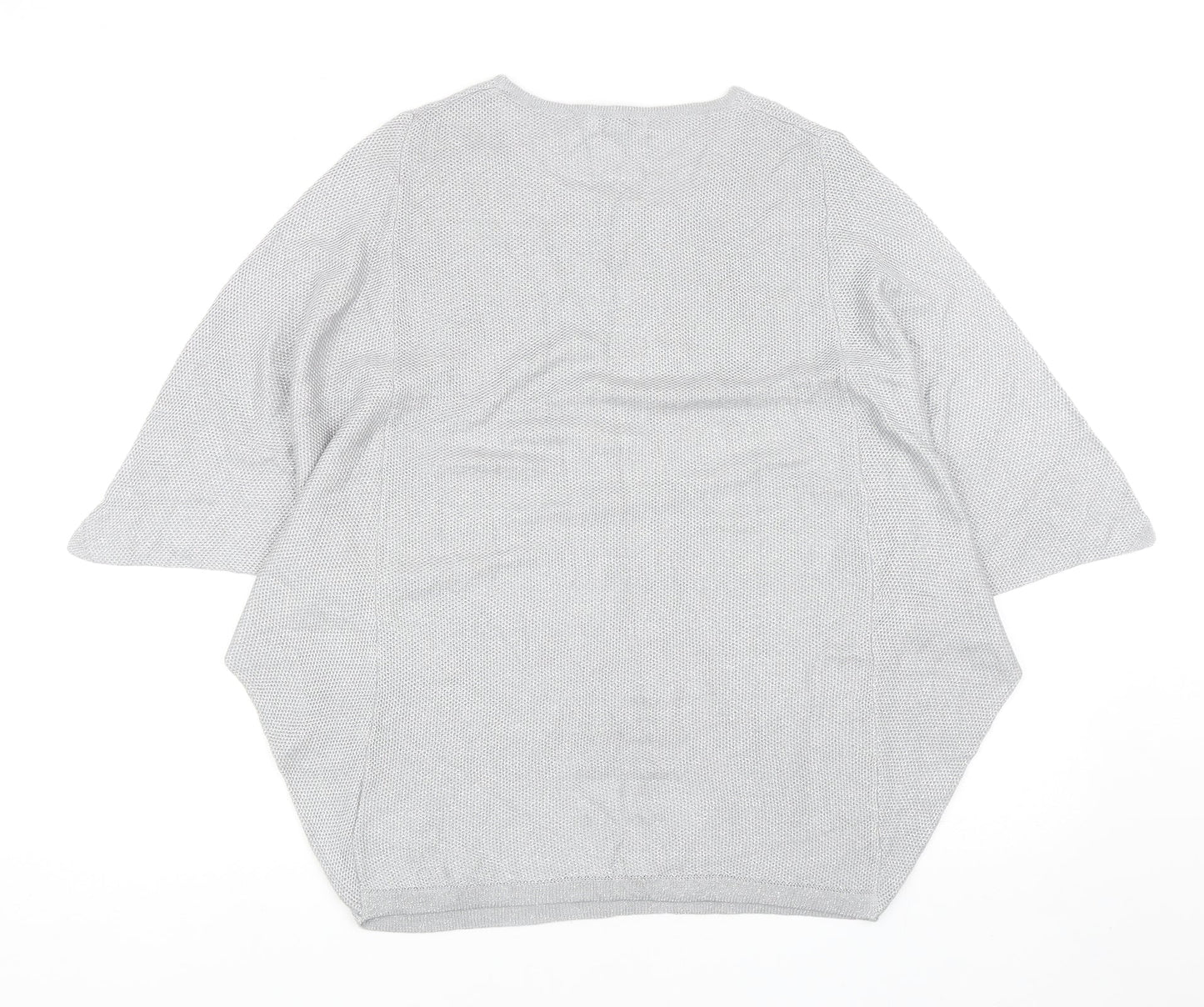 Nina Leonard Womens Silver Scoop Neck Viscose Pullover Jumper Size S
