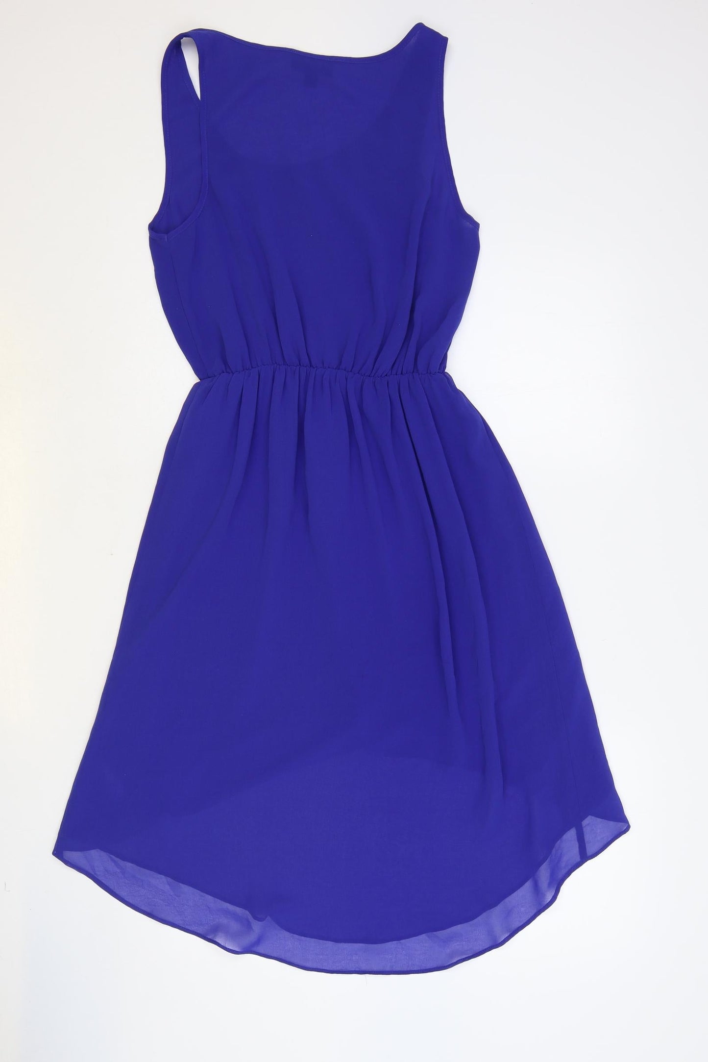 Topshop Womens Blue Polyester Fit & Flare Size 8 Scoop Neck Pullover