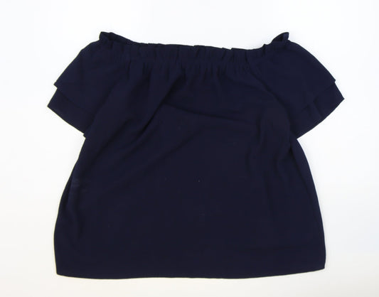 Dorothy Perkins Womens Blue Polyester Basic T-Shirt Size 16 Off the Shoulder