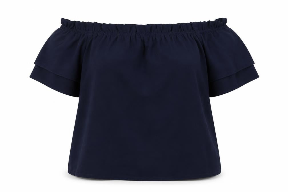 Dorothy Perkins Womens Blue Polyester Basic T-Shirt Size 16 Off the Shoulder