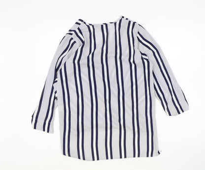 Atmosphere Womens Blue Striped Polyester Basic Blouse Size 8 V-Neck