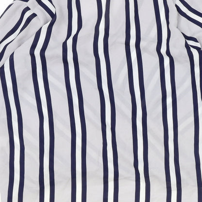 Atmosphere Womens Blue Striped Polyester Basic Blouse Size 8 V-Neck