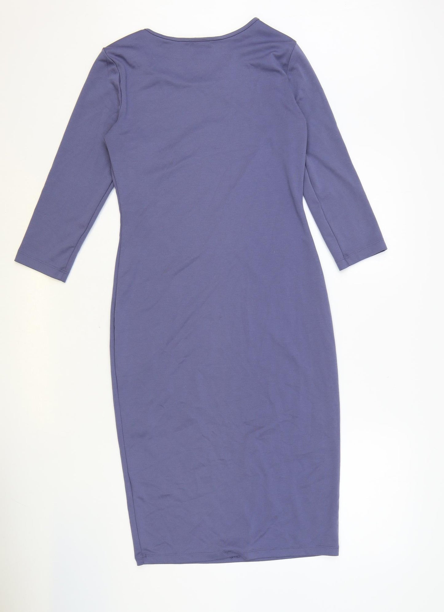 H&M Womens Blue Polyester Bodycon Size S Boat Neck Pullover