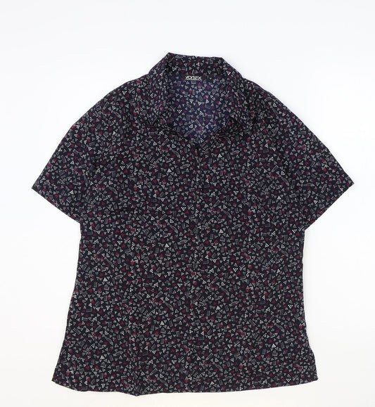 Vortex Womens Black Geometric Polyester Basic T-Shirt Size 12 V-Neck