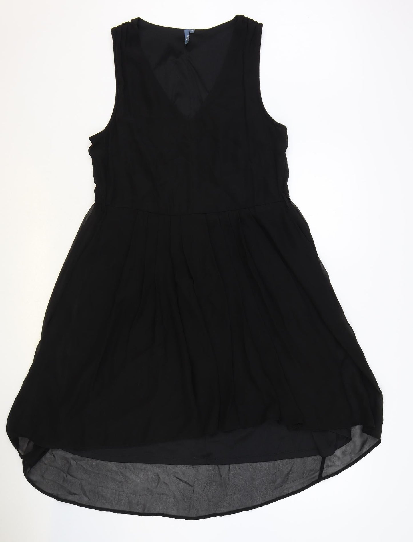 Evie Womens Black Polyester Fit & Flare Size 12 V-Neck Pullover