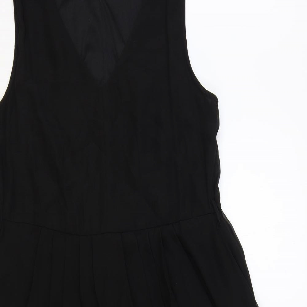 Evie Womens Black Polyester Fit & Flare Size 12 V-Neck Pullover