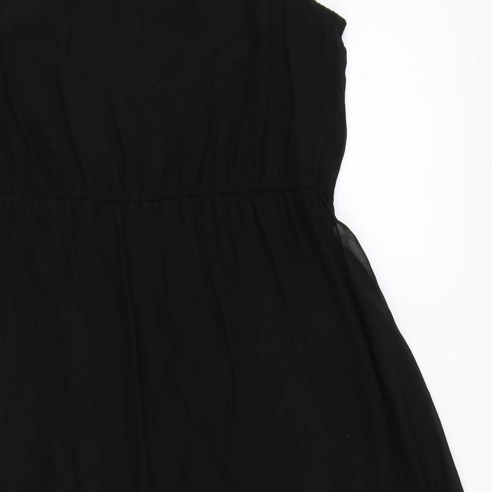 Evie Womens Black Polyester Fit & Flare Size 12 V-Neck Pullover